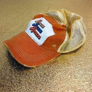 Amen on burnt orange hat